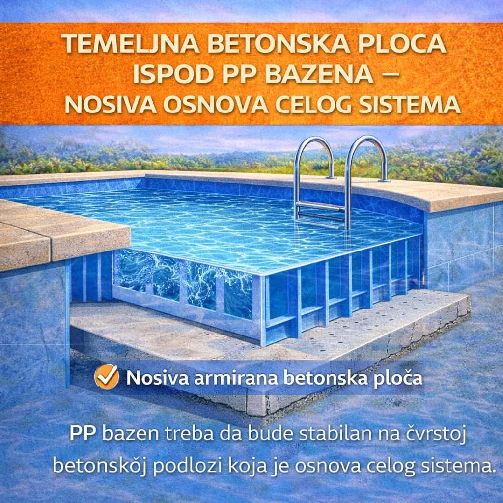Temeljna betonska ploča ispod PP bazena – nosiva osnova celog sistema