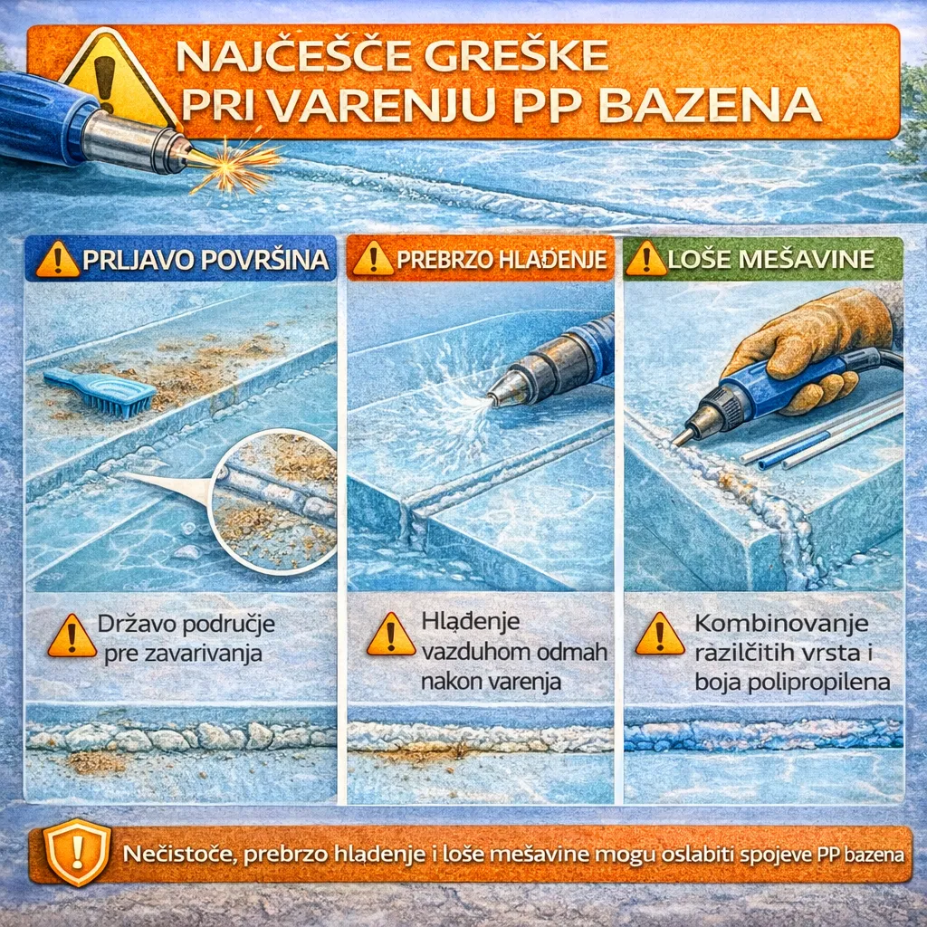 Najčešće greške pri varenju PP bazena