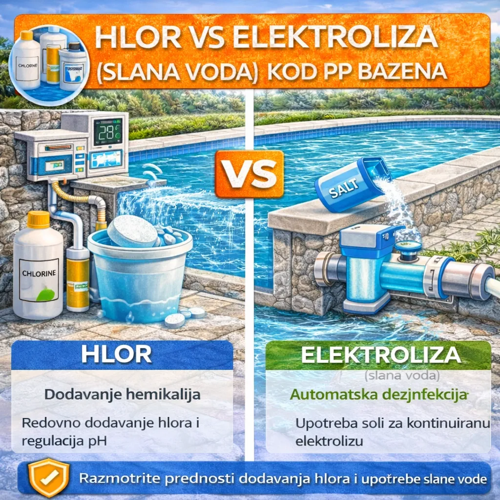 Hlor vs elektroliza (slana voda) kod PP bazena