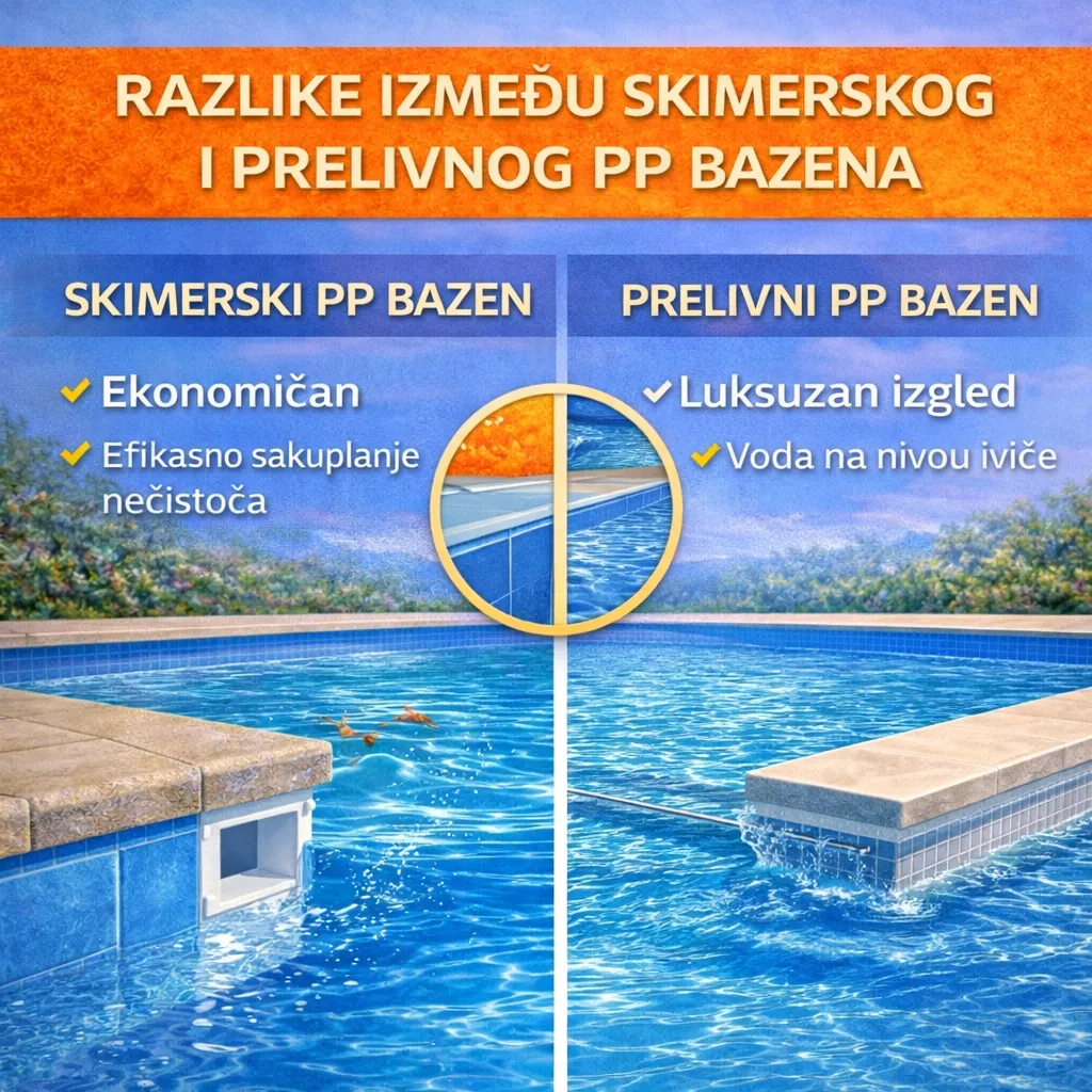 Razlike između skimerskog i prelivnog PP bazena