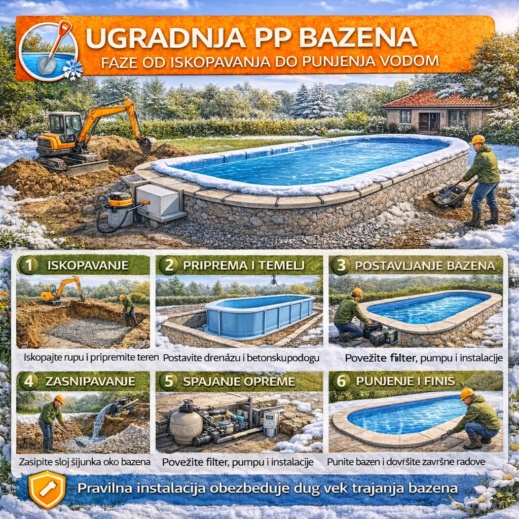 Ugradnja PP bazena – faze od iskopavanja do punjenja vodom