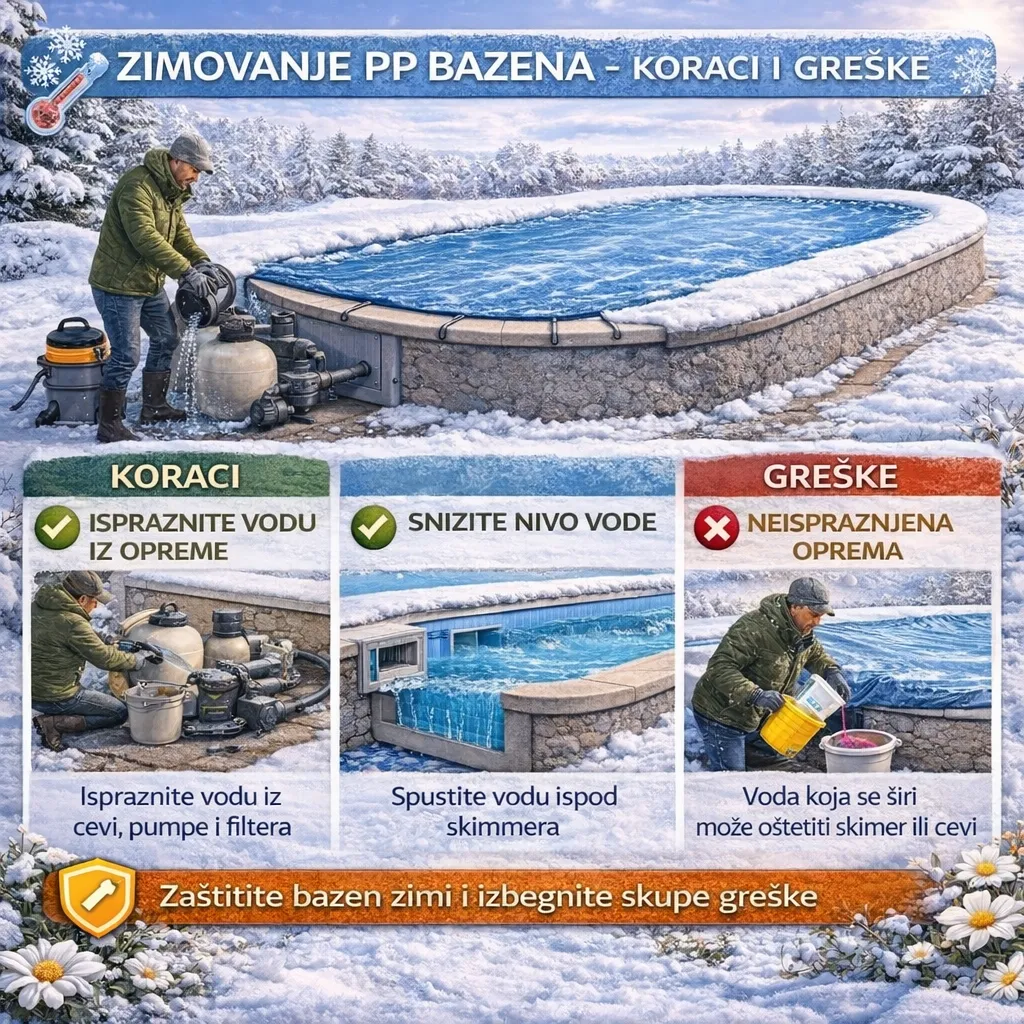 Zimovanje PP bazena – koraci i greške
